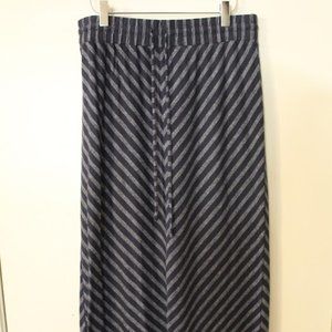 LOFT Navy Chevron Drawstring Maxi Skirt